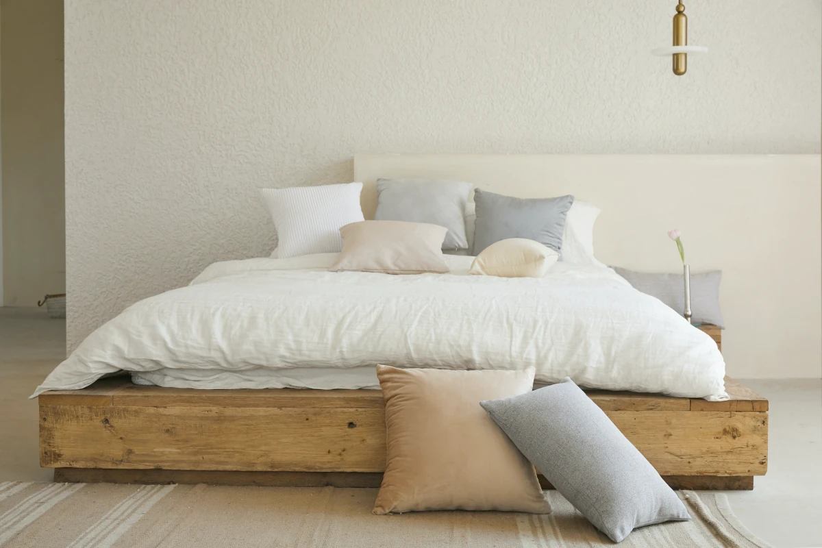Bed with multiple pillows